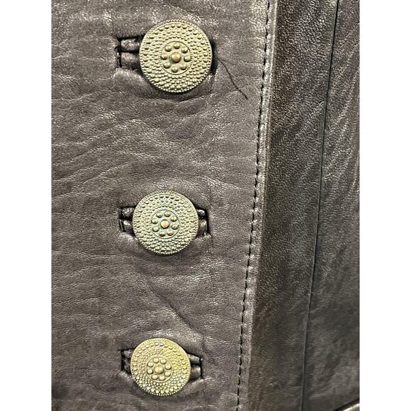 Sardar London Leather Jacket Womens Small Black Double Breasted Military England - Picture 7 of 16